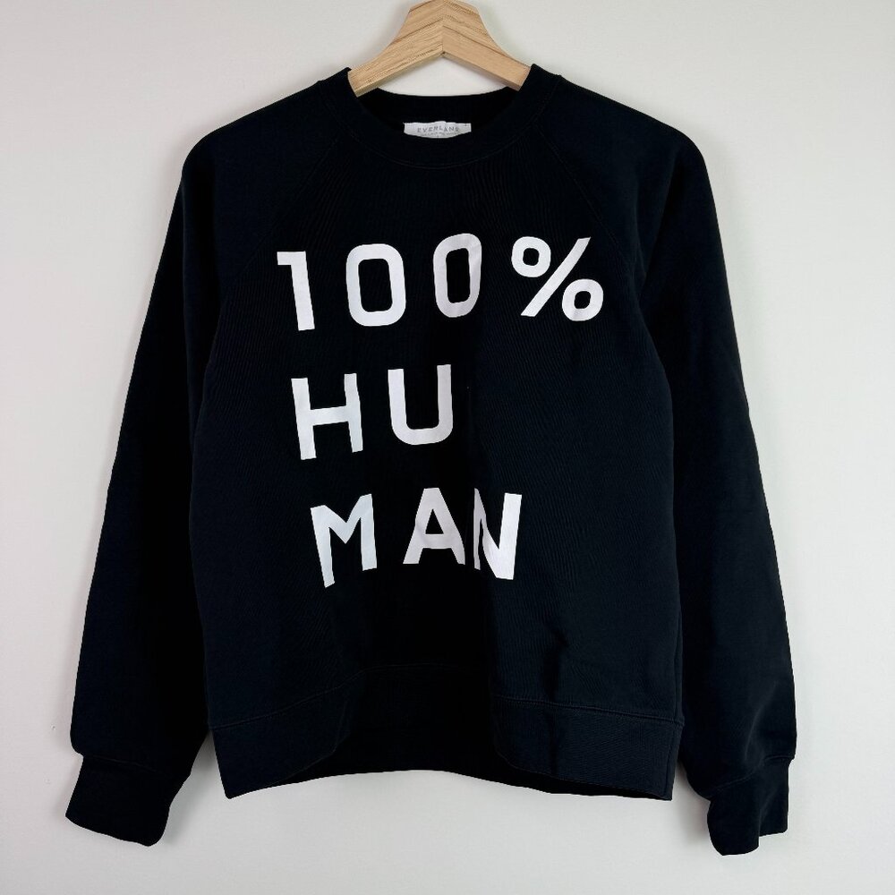 Everlane The 100% Human Unisex Cotton Typography Sweatshirt Black S